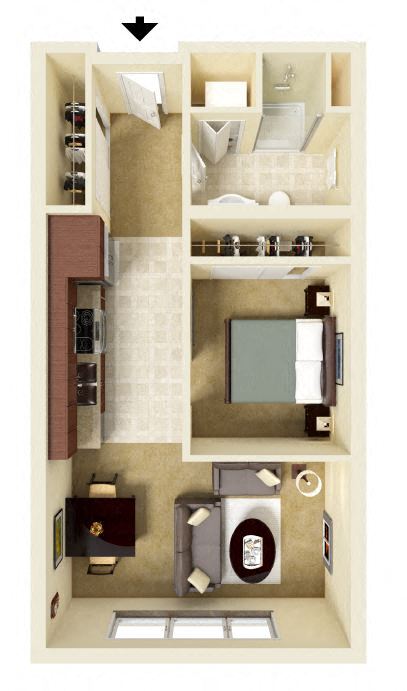 Open One Bedroom 510 floor plan